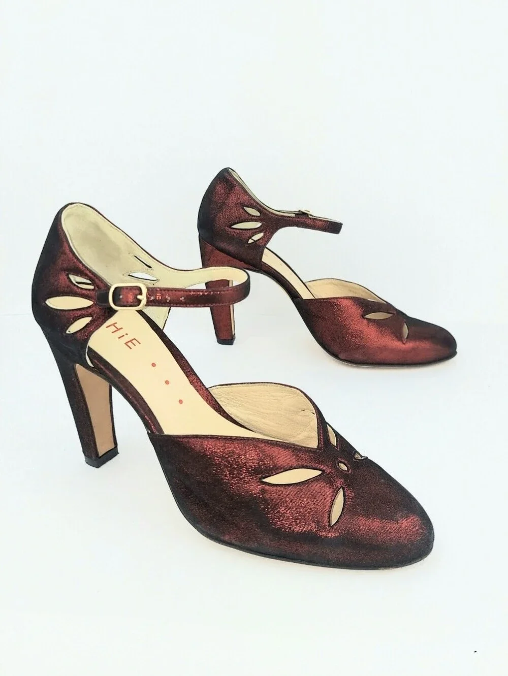 Chie Mihara Metallic Red Black Glitter Retro Style Heels